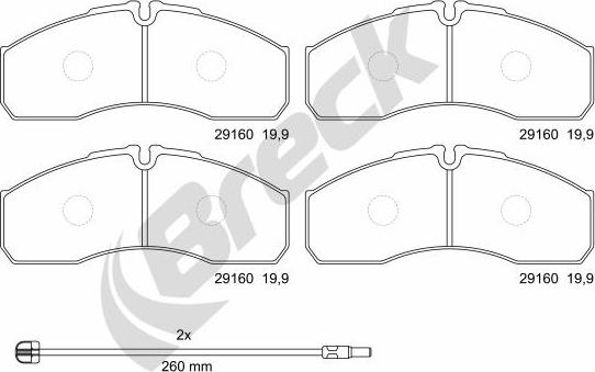 Breck 29160 00 703 00 - Тормозные колодки, дисковые, комплект autospares.lv