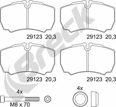 Breck 29123 00 703 00 - Тормозные колодки, дисковые, комплект autospares.lv