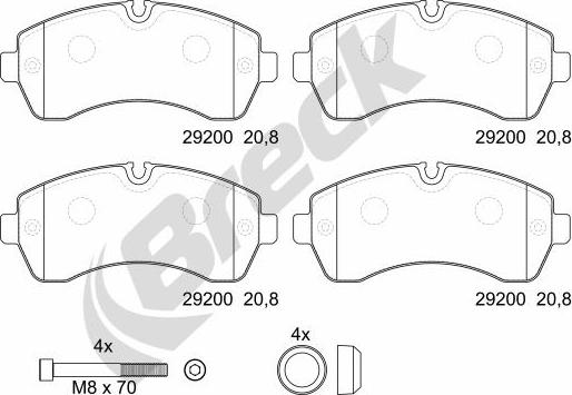 Breck 29200 00 703 00 - Тормозные колодки, дисковые, комплект autospares.lv