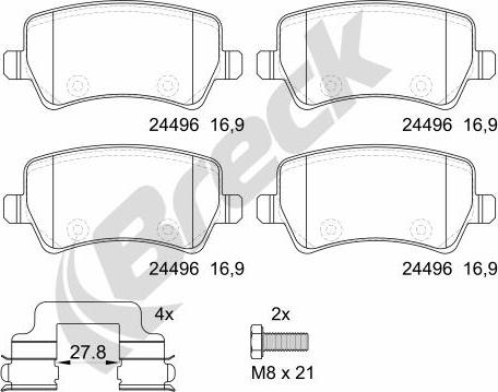 Ashika 51L05 - Тормозные колодки, дисковые, комплект autospares.lv