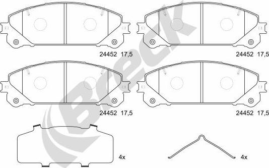 Breck 24452 00 551 00 - Тормозные колодки, дисковые, комплект autospares.lv