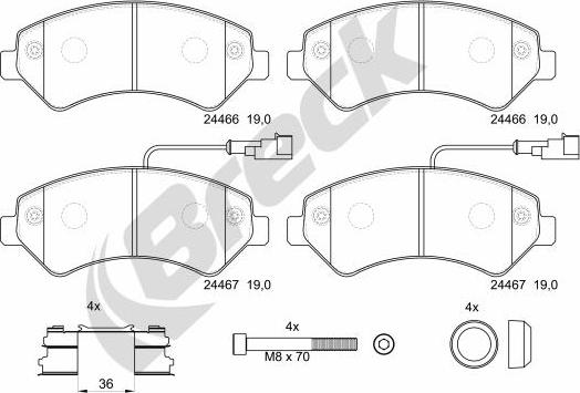 Breck 24467 00 703 20 - Тормозные колодки, дисковые, комплект autospares.lv