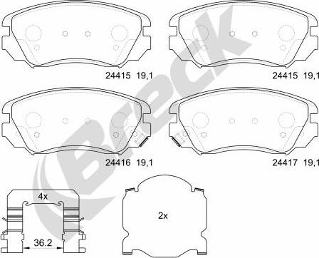 Breck 24415 00 701 10 - Тормозные колодки, дисковые, комплект autospares.lv