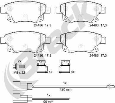 Breck 24486 00 702 10 - Тормозные колодки, дисковые, комплект autospares.lv