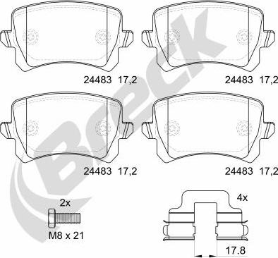 Breck 24483 00 704 10 - Тормозные колодки, дисковые, комплект autospares.lv