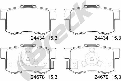 Breck 24434 00 704 00 - Тормозные колодки, дисковые, комплект autospares.lv