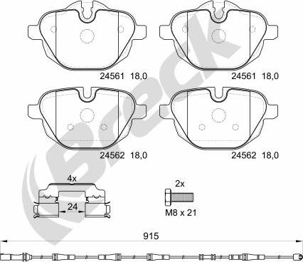 Breck 24561 00 552 00 - Тормозные колодки, дисковые, комплект autospares.lv