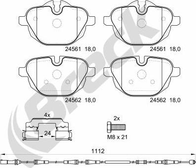 Breck 24561 00 552 20 - Тормозные колодки, дисковые, комплект autospares.lv