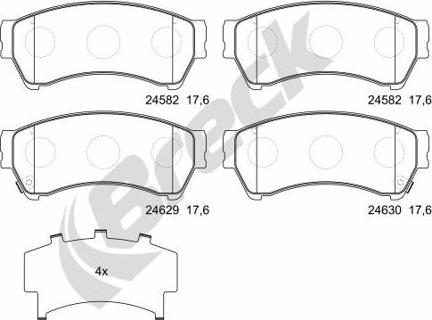 Breck 24582 00 701 10 - Тормозные колодки, дисковые, комплект autospares.lv