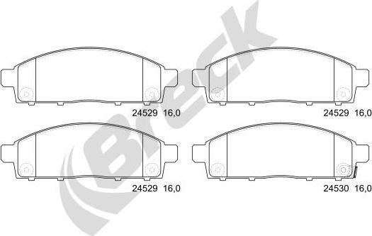 Breck 24529 00 701 10 - Тормозные колодки, дисковые, комплект autospares.lv