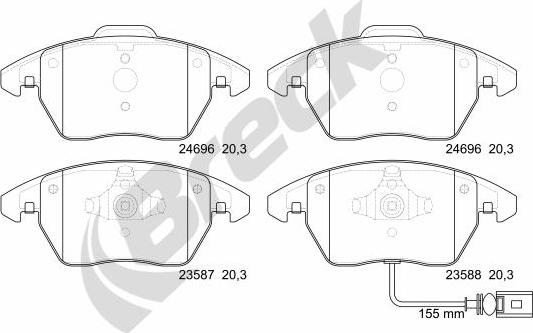 Breck 24696 00 701 10 - Тормозные колодки, дисковые, комплект autospares.lv