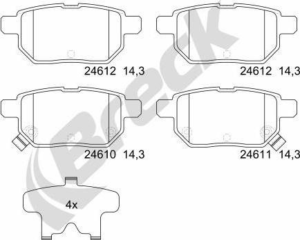 Breck 24610 00 704 10 - Тормозные колодки, дисковые, комплект autospares.lv