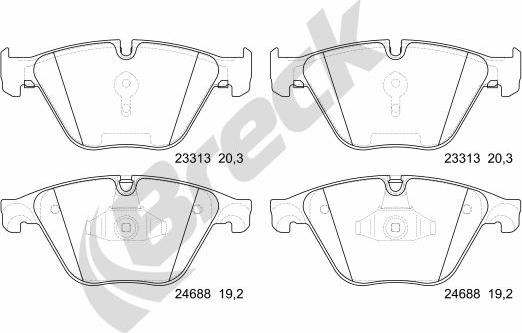 Breck 24688 00 551 10 - Тормозные колодки, дисковые, комплект autospares.lv