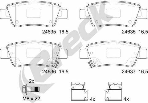 Breck 24635 00 704 00 - Тормозные колодки, дисковые, комплект autospares.lv