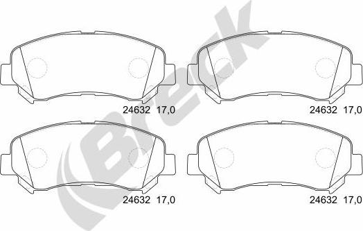 Breck 24632 00 701 00 - Тормозные колодки, дисковые, комплект autospares.lv