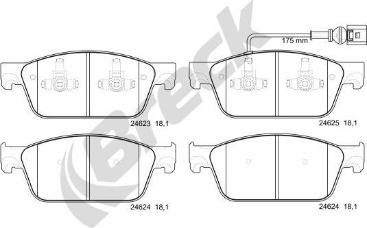 Breck 24623 00 703 00 - Тормозные колодки, дисковые, комплект autospares.lv