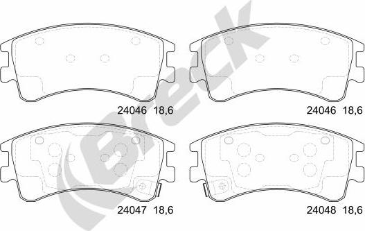 Breck 24046 00 701 10 - Тормозные колодки, дисковые, комплект autospares.lv