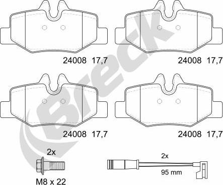 Breck 24008 00 703 00 - Тормозные колодки, дисковые, комплект autospares.lv