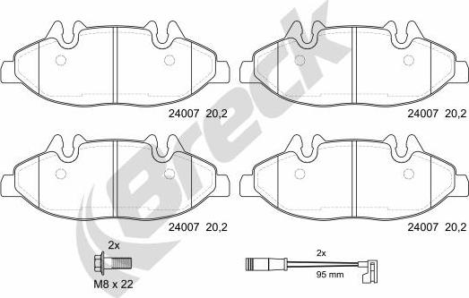 Breck 24007 00 703 00 - Тормозные колодки, дисковые, комплект autospares.lv