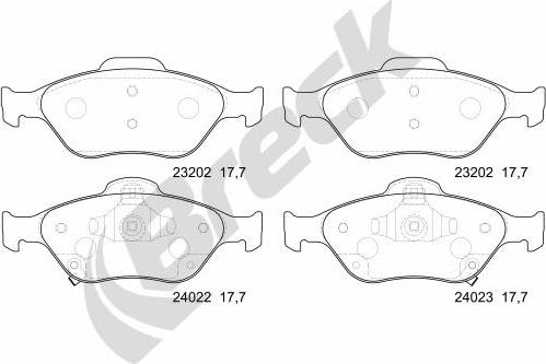 Breck 24022 00 702 10 - Тормозные колодки, дисковые, комплект autospares.lv