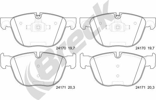 Breck 24170 00 552 00 - Тормозные колодки, дисковые, комплект autospares.lv