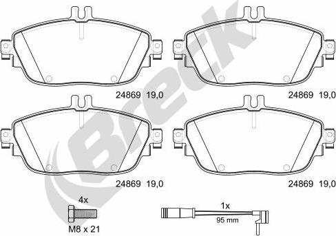 Breck 24869 00 701 00 - Тормозные колодки, дисковые, комплект autospares.lv