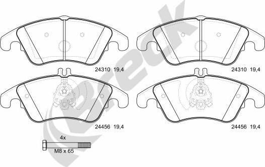 Breck 24310 00 551 00 - Тормозные колодки, дисковые, комплект autospares.lv