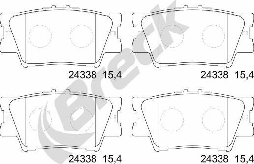 Breck 24338 00 704 00 - Тормозные колодки, дисковые, комплект autospares.lv