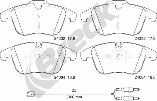 Breck 24332 00 701 10 - Тормозные колодки, дисковые, комплект autospares.lv