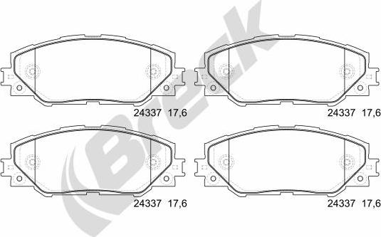 Breck 24337 00 701 00 - Тормозные колодки, дисковые, комплект autospares.lv