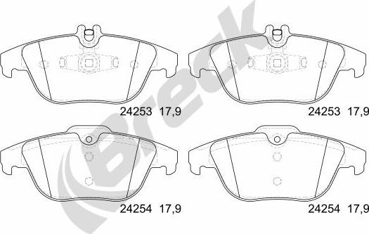 Breck 24253 00 702 00 - Тормозные колодки, дисковые, комплект autospares.lv