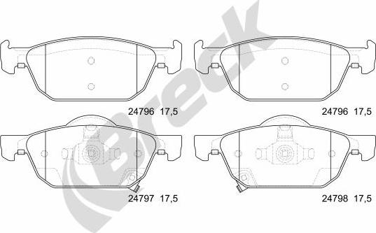 Breck 24796 00 701 00 - Тормозные колодки, дисковые, комплект autospares.lv