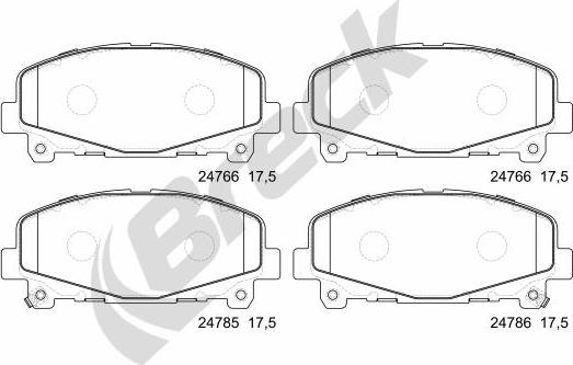 Breck 24766 00 701 00 - Тормозные колодки, дисковые, комплект autospares.lv