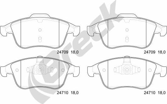 Breck 24709 00 701 00 - Тормозные колодки, дисковые, комплект autospares.lv