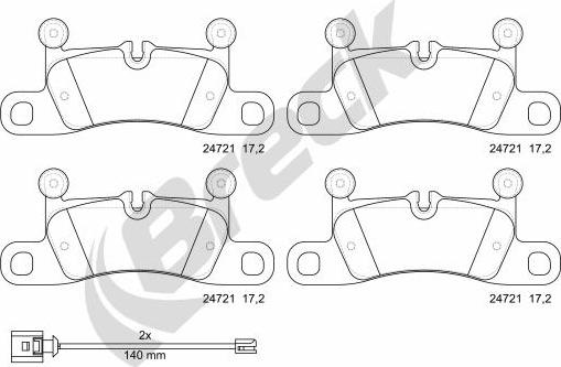 Breck 24721 00 553 00 - Тормозные колодки, дисковые, комплект autospares.lv