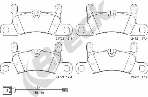 Breck 24721 00 553 10 - Тормозные колодки, дисковые, комплект autospares.lv