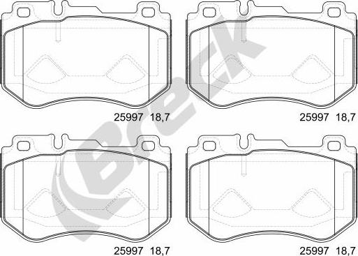 Breck 25997 00 701 00 - Тормозные колодки, дисковые, комплект autospares.lv