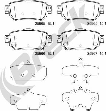 Breck 25965 00 702 00 - Тормозные колодки, дисковые, комплект autospares.lv