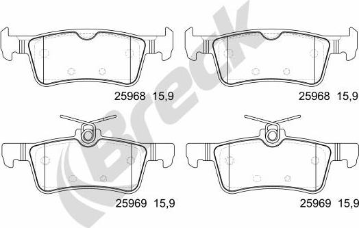 Breck 25968 00 704 00 - Тормозные колодки, дисковые, комплект autospares.lv