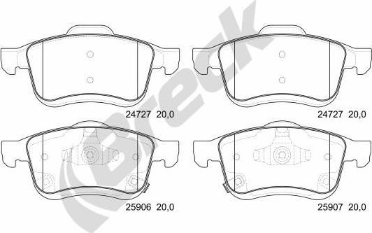 Breck 25906 00 701 00 - Тормозные колодки, дисковые, комплект autospares.lv