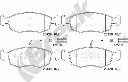 Breck 25429 00 702 00 - Тормозные колодки, дисковые, комплект autospares.lv