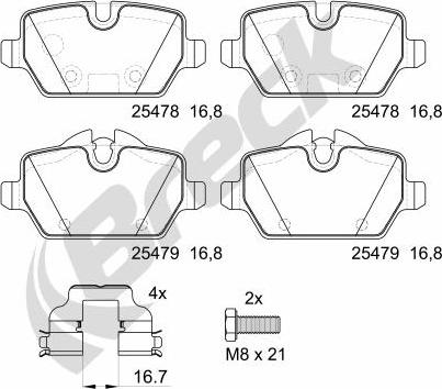 Breck 25478 00 704 00 - Тормозные колодки, дисковые, комплект autospares.lv