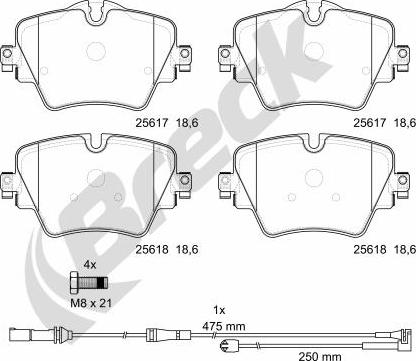 Breck 25617 00 701 00 - Тормозные колодки, дисковые, комплект autospares.lv