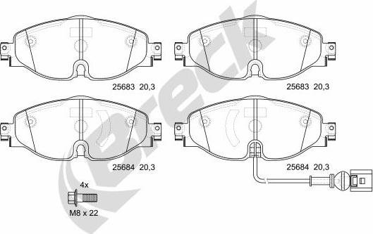 Breck 25683 00 701 00 - Тормозные колодки, дисковые, комплект autospares.lv