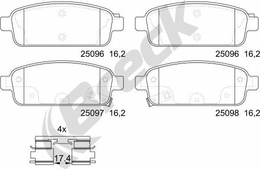 Breck 25096 00 704 20 - Тормозные колодки, дисковые, комплект autospares.lv