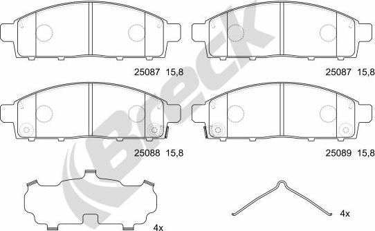 Breck 25087 00 701 00 - Тормозные колодки, дисковые, комплект autospares.lv