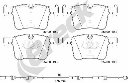 Breck 25199 00 551 00 - Тормозные колодки, дисковые, комплект autospares.lv