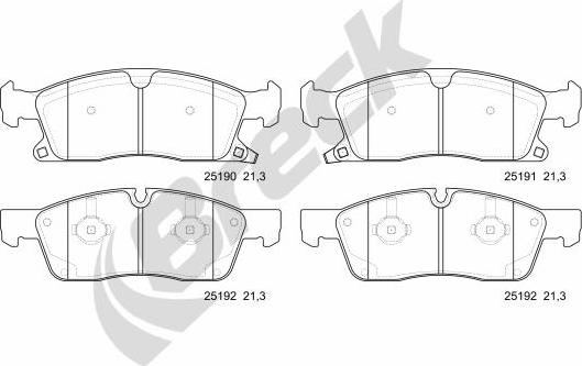 Breck 25190 00 551 00 - Тормозные колодки, дисковые, комплект autospares.lv