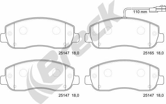 Breck 25147 00 703 10 - Тормозные колодки, дисковые, комплект autospares.lv