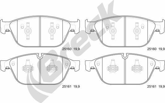 Breck 25160 00 551 00 - Тормозные колодки, дисковые, комплект autospares.lv